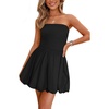 image:imagePRETTYGARDEN Womens Bubble Mini Dress Summer 2026 Strapless Tube Top Short A Line Trendy Casual Spring Smocked SundressesBlack