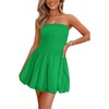image:imagePRETTYGARDEN Womens Bubble Mini Dress Summer 2026 Strapless Tube Top Short A Line Trendy Casual Spring Smocked SundressesGreen