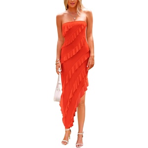 image:imagePRETTYGARDEN Summer Wedding Guest Dresses for Women 2026 Spring Cocktail Prom Graduation Bodycon Backless Elegant Midi DressOrange