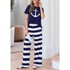 image:imagePRETTYGARDEN Womens 2 Piece Pajama Sets Summer 2026 Matching Lounge Outfits Short Sleeve Printed Sleepwear Spring PJ SetNavy Blue