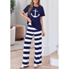 image:imagePRETTYGARDEN Womens 2 Piece Pajama Sets Summer 2026 Matching Lounge Outfits Short Sleeve Printed Sleepwear Spring PJ SetNavy Blue