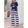 image:imagePRETTYGARDEN Womens 2 Piece Pajama Sets Summer 2026 Matching Lounge Outfits Short Sleeve Printed Sleepwear Spring PJ SetNavy Blue
