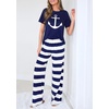 image:imagePRETTYGARDEN Womens 2 Piece Pajama Sets Summer 2026 Matching Lounge Outfits Short Sleeve Printed Sleepwear Spring PJ SetNavy Blue