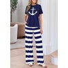image:imagePRETTYGARDEN Womens 2 Piece Pajama Sets Summer 2026 Matching Lounge Outfits Short Sleeve Printed Sleepwear Spring PJ SetNavy Blue