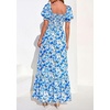 image:imagePRETTYGARDEN Womens Floral Boho Maxi Dresses Flowy Short Sleeve A Line Smocked Eyelet 2026 Summer Beach Vacation ClothesFloral Bright Blue