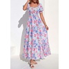 image:imagePRETTYGARDEN Womens Floral Boho Maxi Dresses Flowy Short Sleeve A Line Smocked Eyelet 2026 Summer Beach Vacation ClothesFloral Light Blue