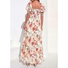 image:imagePRETTYGARDEN Womens Floral Boho Maxi Dresses Flowy Short Sleeve A Line Smocked Eyelet 2026 Summer Beach Vacation ClothesWhite Big Flower