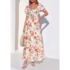 image:imagePRETTYGARDEN Womens Floral Boho Maxi Dresses Flowy Short Sleeve A Line Smocked Eyelet 2026 Summer Beach Vacation ClothesWhite Big Flower