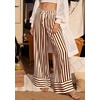 image:imagePRETTYGARDEN Womens Palazzo Pants 2026 Summer Striped Satin Wide Leg High Waisted Flowy Lounge Trousers PocketsStriped Apricot Red Brown