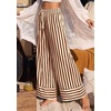 image:imagePRETTYGARDEN Womens Palazzo Pants 2026 Summer Striped Satin Wide Leg High Waisted Flowy Lounge Trousers PocketsStriped Apricot Red Brown