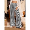 image:imagePRETTYGARDEN Womens Palazzo Pants 2026 Summer Striped Satin Wide Leg High Waisted Flowy Lounge Trousers PocketsStriped Black White