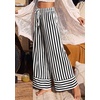image:imagePRETTYGARDEN Womens Palazzo Pants 2026 Summer Striped Satin Wide Leg High Waisted Flowy Lounge Trousers PocketsStriped Black White