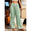 image:imagePRETTYGARDEN Womens Palazzo Pants 2026 Summer Striped Satin Wide Leg High Waisted Flowy Lounge Trousers PocketsStriped Green White