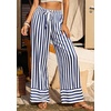 image:imagePRETTYGARDEN Womens Palazzo Pants 2026 Summer Striped Satin Wide Leg High Waisted Flowy Lounge Trousers PocketsStriped Navy White