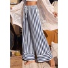 image:imagePRETTYGARDEN Womens Palazzo Pants 2026 Summer Striped Satin Wide Leg High Waisted Flowy Lounge Trousers PocketsStriped Navy White