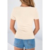 image:imagePRETTYGARDEN Womens Short Sleeve Henley Shirts 2026 Summer Trendy Ribbed Tops Fitted V Neck Button Up T Shirts Spring BlousesBeige