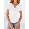 image:imagePRETTYGARDEN Womens Short Sleeve Henley Shirts 2026 Summer Trendy Ribbed Tops Fitted V Neck Button Up T Shirts Spring BlousesWhite
