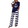 image:imagePRETTYGARDEN Womens 2 Piece Pajama Sets Summer 2026 Matching Lounge Outfits Short Sleeve Printed Sleepwear Spring PJ SetNavy Blue
