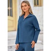 image:imagePRETTYGARDEN Womens Winter 2 Piece Sweater Set Long Sleeve Quarter Zip Sweatshirt Wide Leg Pants Fall Outfits TracksuitBlue