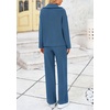 image:imagePRETTYGARDEN Womens Winter 2 Piece Sweater Set Long Sleeve Quarter Zip Sweatshirt Wide Leg Pants Fall Outfits TracksuitBlue