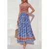 image:imagePRETTYGARDEN Summer Dresses for Women 2026 Casual Spaghetti Strap Beach Long Sundresses Boho Floral Smocked Maxi Flowy DressBlue