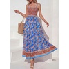 image:imagePRETTYGARDEN Summer Dresses for Women 2026 Casual Spaghetti Strap Beach Long Sundresses Boho Floral Smocked Maxi Flowy DressBlue