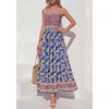 image:imagePRETTYGARDEN Summer Dresses for Women 2026 Casual Spaghetti Strap Beach Long Sundresses Boho Floral Smocked Maxi Flowy DressDark Blue