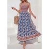 image:imagePRETTYGARDEN Summer Dresses for Women 2026 Casual Spaghetti Strap Beach Long Sundresses Boho Floral Smocked Maxi Flowy DressDark Blue