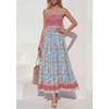 image:imagePRETTYGARDEN Summer Dresses for Women 2026 Casual Spaghetti Strap Beach Long Sundresses Boho Floral Smocked Maxi Flowy DressLight Blue