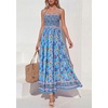 image:imagePRETTYGARDEN Summer Dresses for Women 2026 Casual Spaghetti Strap Beach Long Sundresses Boho Floral Smocked Maxi Flowy DressSky Blue