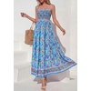 image:imagePRETTYGARDEN Summer Dresses for Women 2026 Casual Spaghetti Strap Beach Long Sundresses Boho Floral Smocked Maxi Flowy DressSky Blue