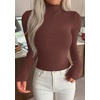 image:imagePRETTYGARDEN Long Sleeve Shirts for Women Fall Clothes  Soft Brushed Ribbed Knit Pullover Mock Neck Lightweight Sweater Comfy Underscrubs Basic Casual Winter Layering TopsCoffee