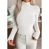 image:imagePRETTYGARDEN Long Sleeve Shirts for Women Fall Clothes  Soft Brushed Ribbed Knit Pullover Mock Neck Lightweight Sweater Comfy Underscrubs Basic Casual Winter Layering TopsWhite