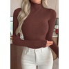 image:imagePRETTYGARDEN Long Sleeve Shirts for Women Fall Clothes  Soft Brushed Ribbed Knit Pullover Mock Neck Lightweight Sweater Comfy Underscrubs Basic Casual Winter Layering TopsCoffee