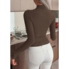 image:imagePRETTYGARDEN Long Sleeve Shirts for Women Fall Clothes  Soft Brushed Ribbed Knit Pullover Mock Neck Lightweight Sweater Comfy Underscrubs Basic Casual Winter Layering TopsBrown