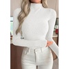 image:imagePRETTYGARDEN Long Sleeve Shirts for Women Fall Clothes  Soft Brushed Ribbed Knit Pullover Mock Neck Lightweight Sweater Comfy Underscrubs Basic Casual Winter Layering TopsWhite