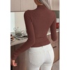 image:imagePRETTYGARDEN Long Sleeve Shirts for Women Fall Clothes  Soft Brushed Ribbed Knit Pullover Mock Neck Lightweight Sweater Comfy Underscrubs Basic Casual Winter Layering TopsCoffee