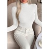 image:imagePRETTYGARDEN Long Sleeve Shirts for Women Fall Clothes  Soft Brushed Ribbed Knit Pullover Mock Neck Lightweight Sweater Comfy Underscrubs Basic Casual Winter Layering TopsWhite