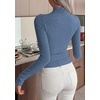 image:imagePRETTYGARDEN Long Sleeve Shirts for Women Fall Clothes  Soft Brushed Ribbed Knit Pullover Mock Neck Lightweight Sweater Comfy Underscrubs Basic Casual Winter Layering TopsDusty Blue