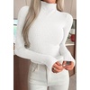 image:imagePRETTYGARDEN Long Sleeve Shirts for Women Fall Clothes  Soft Brushed Ribbed Knit Pullover Mock Neck Lightweight Sweater Comfy Underscrubs Basic Casual Winter Layering TopsWhite