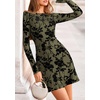 image:imagePRETTYGARDEN Womens 2026 Fall Fashion Floral Long Sleeve Mini Dress Mesh Bodycon Short Party Date Night Going Out DressesArmy Green