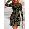 image:imagePRETTYGARDEN Womens 2026 Fall Fashion Floral Long Sleeve Mini Dress Mesh Bodycon Short Party Date Night Going Out DressesArmy Green