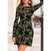 image:imagePRETTYGARDEN Womens 2026 Fall Fashion Floral Long Sleeve Mini Dress Mesh Bodycon Short Party Date Night Going Out DressesArmy Green