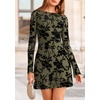 image:imagePRETTYGARDEN Womens 2026 Fall Fashion Floral Long Sleeve Mini Dress Mesh Bodycon Short Party Date Night Going Out DressesArmy Green