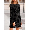 image:imagePRETTYGARDEN Womens 2026 Fall Fashion Floral Long Sleeve Mini Dress Mesh Bodycon Short Party Date Night Going Out DressesBlack