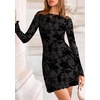 image:imagePRETTYGARDEN Womens 2026 Fall Fashion Floral Long Sleeve Mini Dress Mesh Bodycon Short Party Date Night Going Out DressesBlack