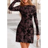 image:imagePRETTYGARDEN Womens 2026 Fall Fashion Floral Long Sleeve Mini Dress Mesh Bodycon Short Party Date Night Going Out DressesBrown Black