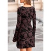 image:imagePRETTYGARDEN Womens 2026 Fall Fashion Floral Long Sleeve Mini Dress Mesh Bodycon Short Party Date Night Going Out DressesBrown Black
