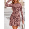 image:imagePRETTYGARDEN Womens 2026 Fall Fashion Floral Long Sleeve Mini Dress Mesh Bodycon Short Party Date Night Going Out DressesDusty Pink