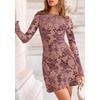 image:imagePRETTYGARDEN Womens 2026 Fall Fashion Floral Long Sleeve Mini Dress Mesh Bodycon Short Party Date Night Going Out DressesDusty Pink